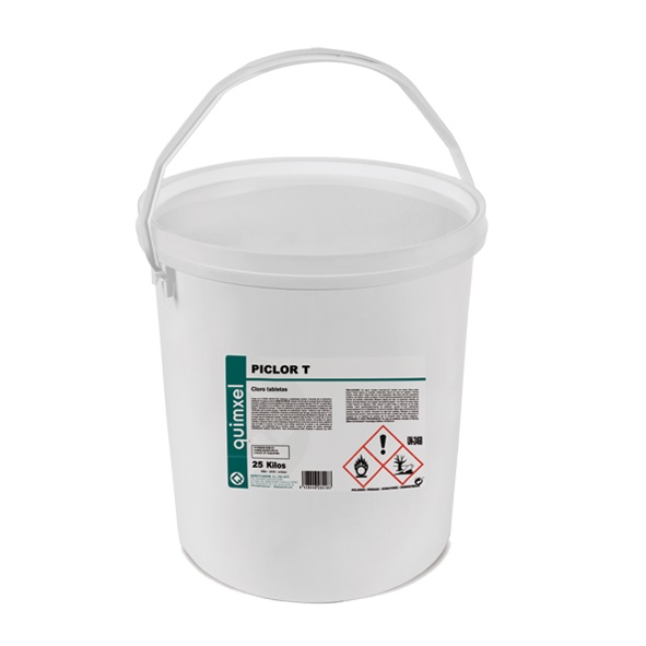 PICLOR T. Cloro en tabletas de 200 grs cubo de 25 kg. UN-2468,5.1,GE,II                                                                                                                                                                                                    